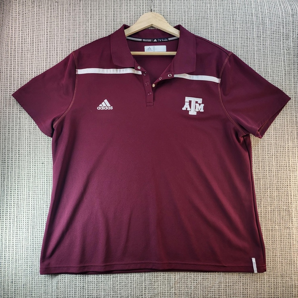 Texas A&M Aggies Shirt Womens 2XL Maroon NCAA Football Adidas ClimaCool Polo